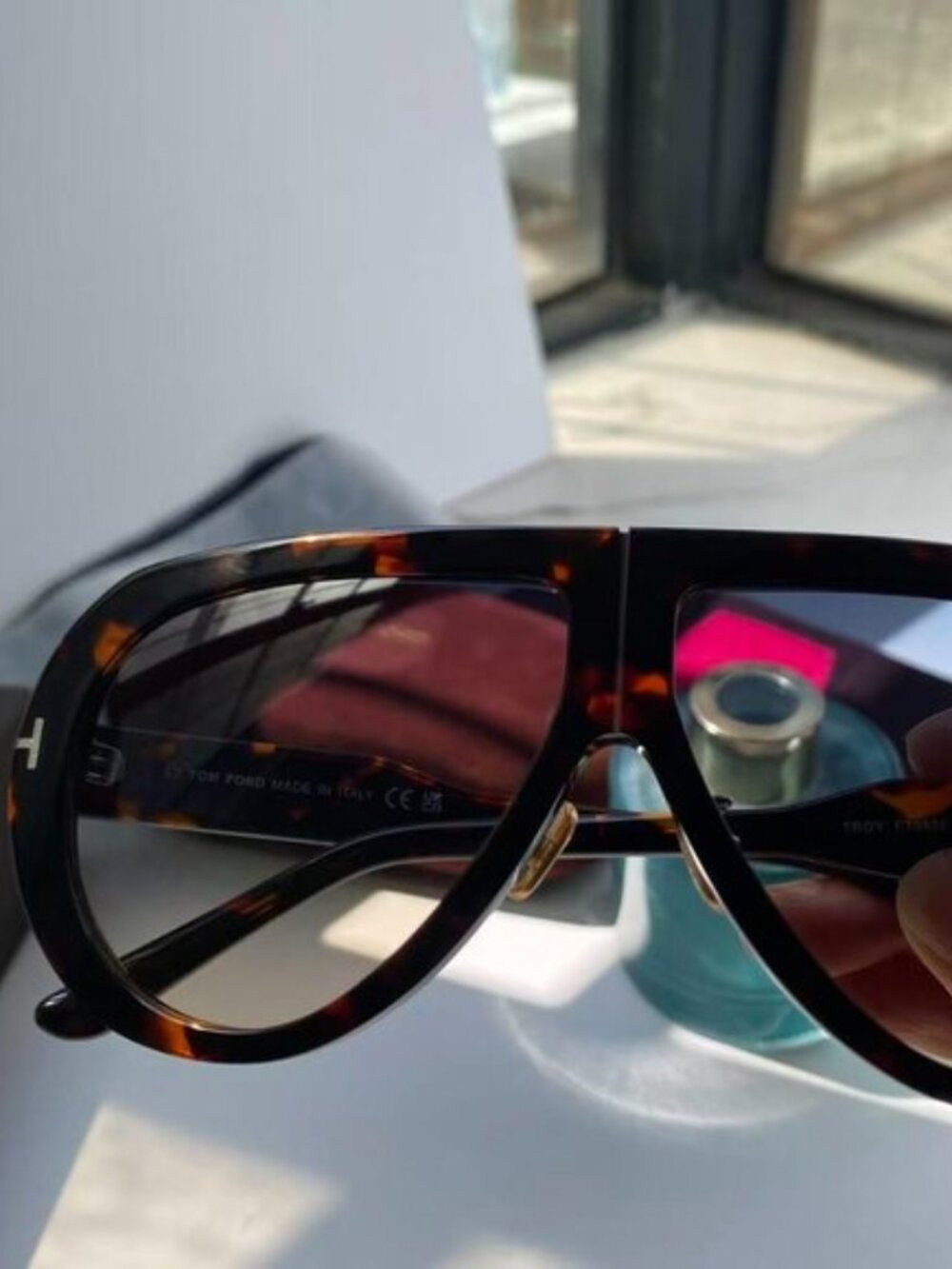 Tom Ford Oversized Tortoise Aviator Sunglasses - Picture 3 of 5
